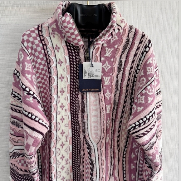 Louis Vuitton  Jacquard Zip-Up Pullover Coogi Style 3Dknit Men's 2XL Nwt - Picture 3 of 11